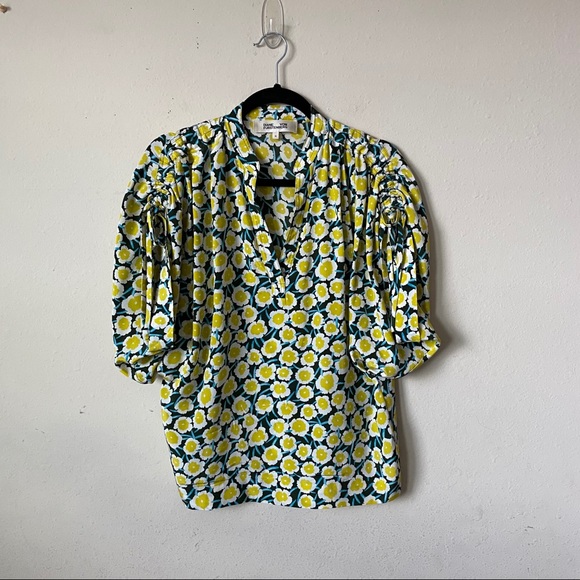 Diane von Furstenberg Grania Silk Floral Blouse M - Picture 2 of 7